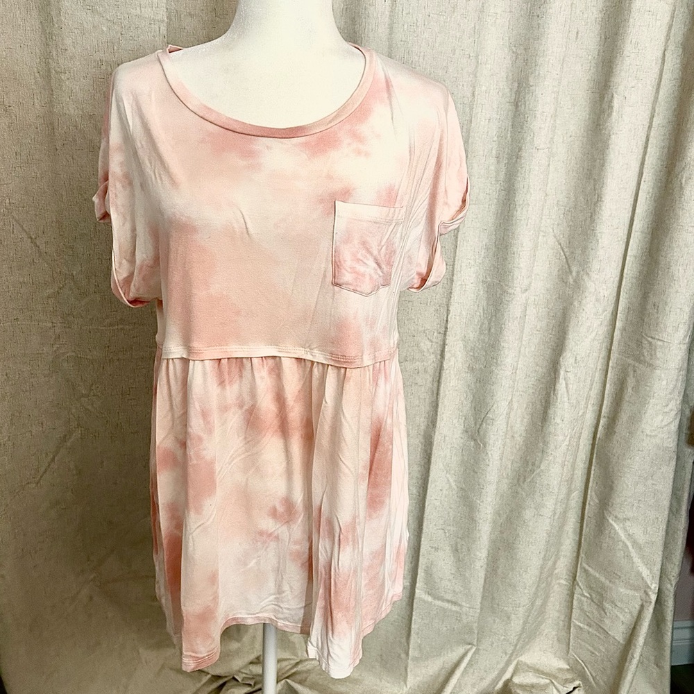 Time And Tru Women's Maternity Babydoll T-Shirt Tie dyed large
